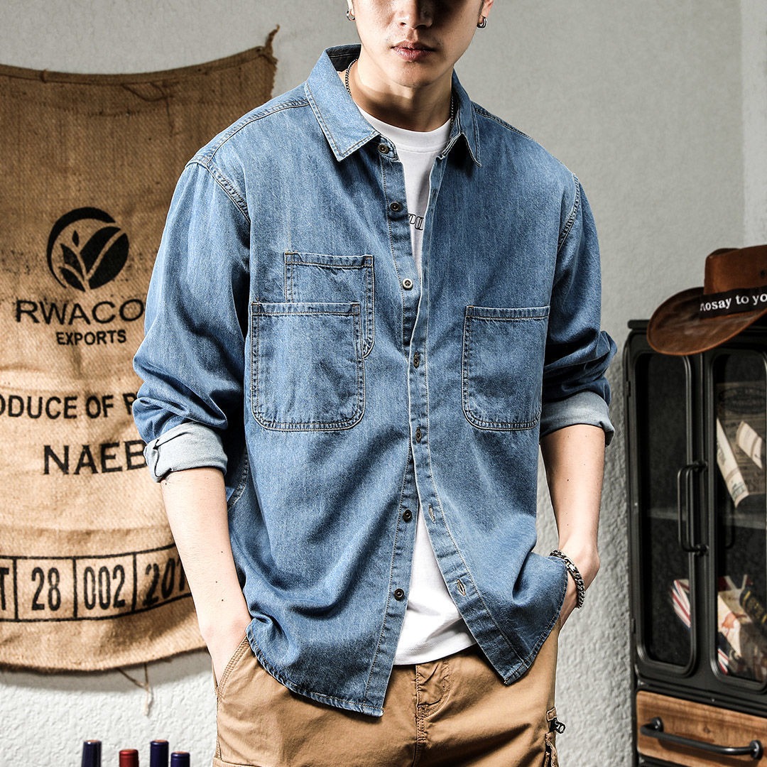 Winter Clothing Matching - Bahar Ruffian Yakışıklı Denim İşlemeli Uzun