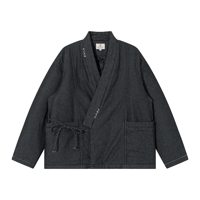 Traditional Winter Japanese Clothing - Kış Japon Tarzı Mavi Kimono Ceket