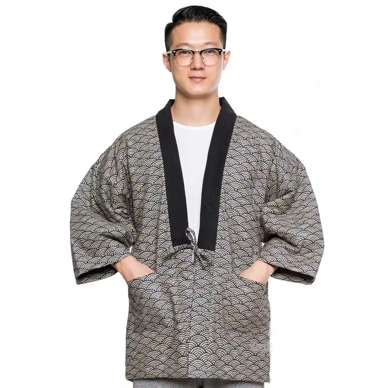 Traditional Winter Japanese Clothing - 2025 Hanten Erkek Ceket, Dolgulu Pamuklu