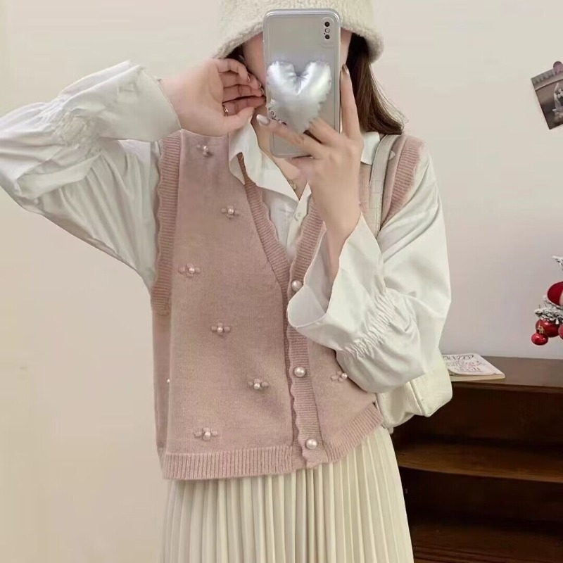 Winter Clothing Trends - Kadınlar İçin Pembe Örgü Yelekler Günlük