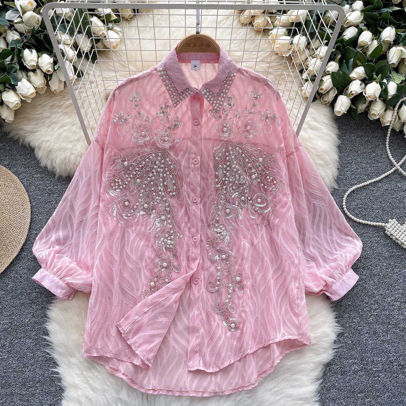 Quality Winter Clothing - Kadın parlak düğme gömlek ilkbahar ve