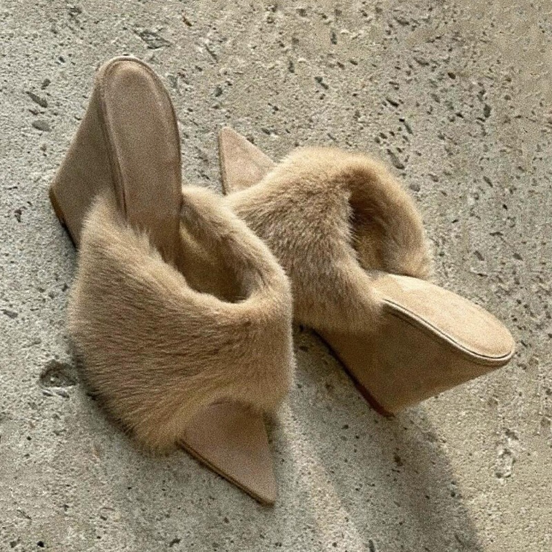 Winter Clothing For Women - Kabarık Kadın Terlikleri Dolgu Topuklu Platform