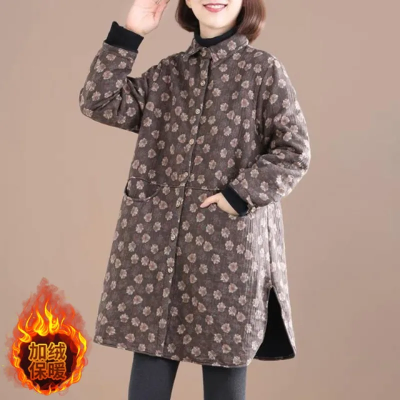 Winter Clothing Trends - Vintage çiçek baskı kadın ceket bahar