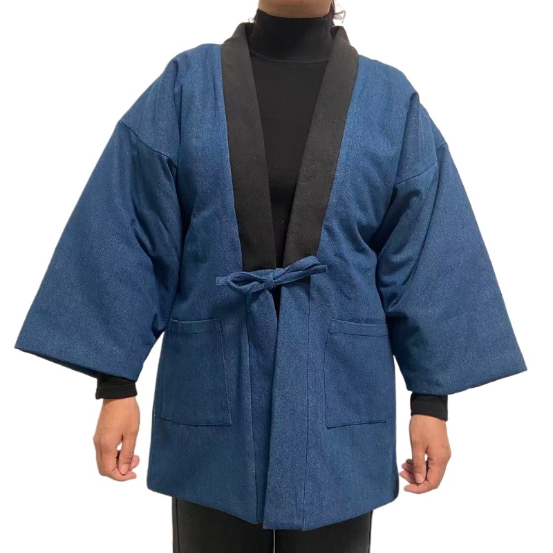 Traditional Winter Japanese Clothing - Erkek Kadın Denim Hanten Ceket Kış