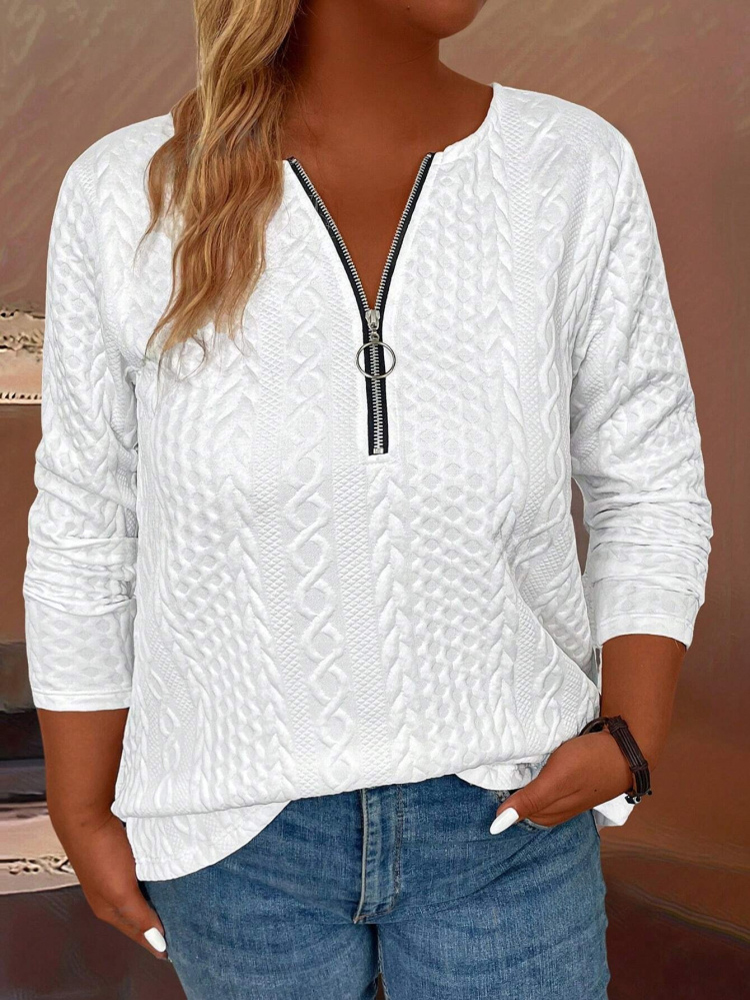 Winter Clothing Trends - Kadın Giyim Sonbahar/Bahar T-shirt Yarım Fermuar
