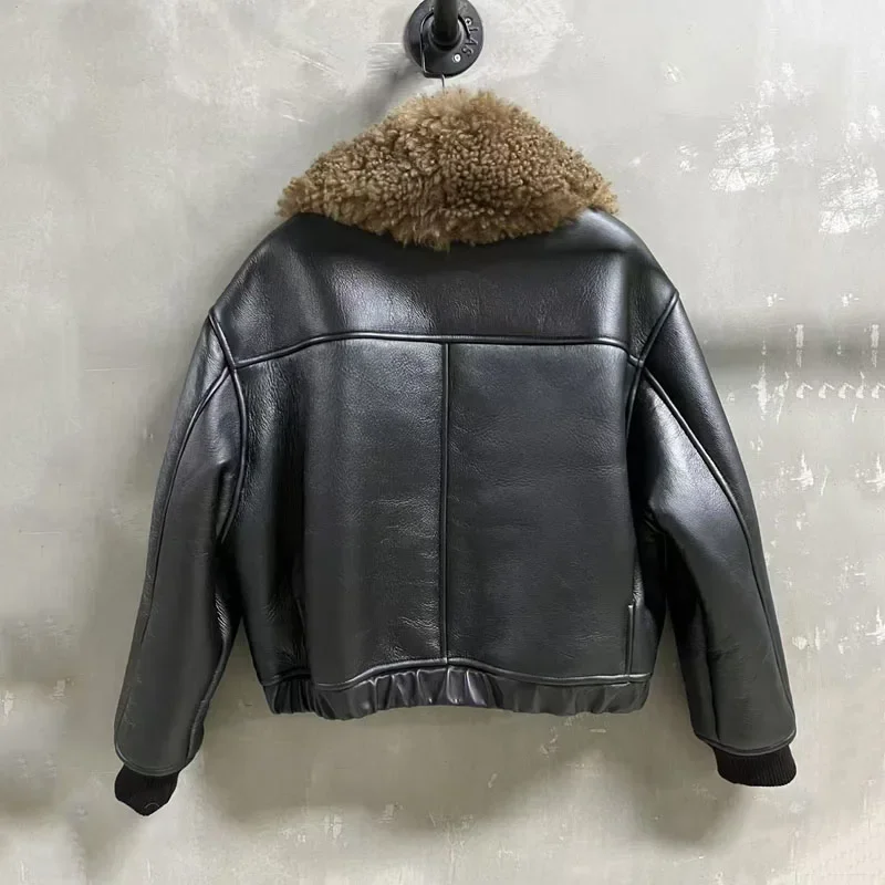 Quality Winter Clothing - Doğal Merinos Gerçek Koyun Kürk Ceket