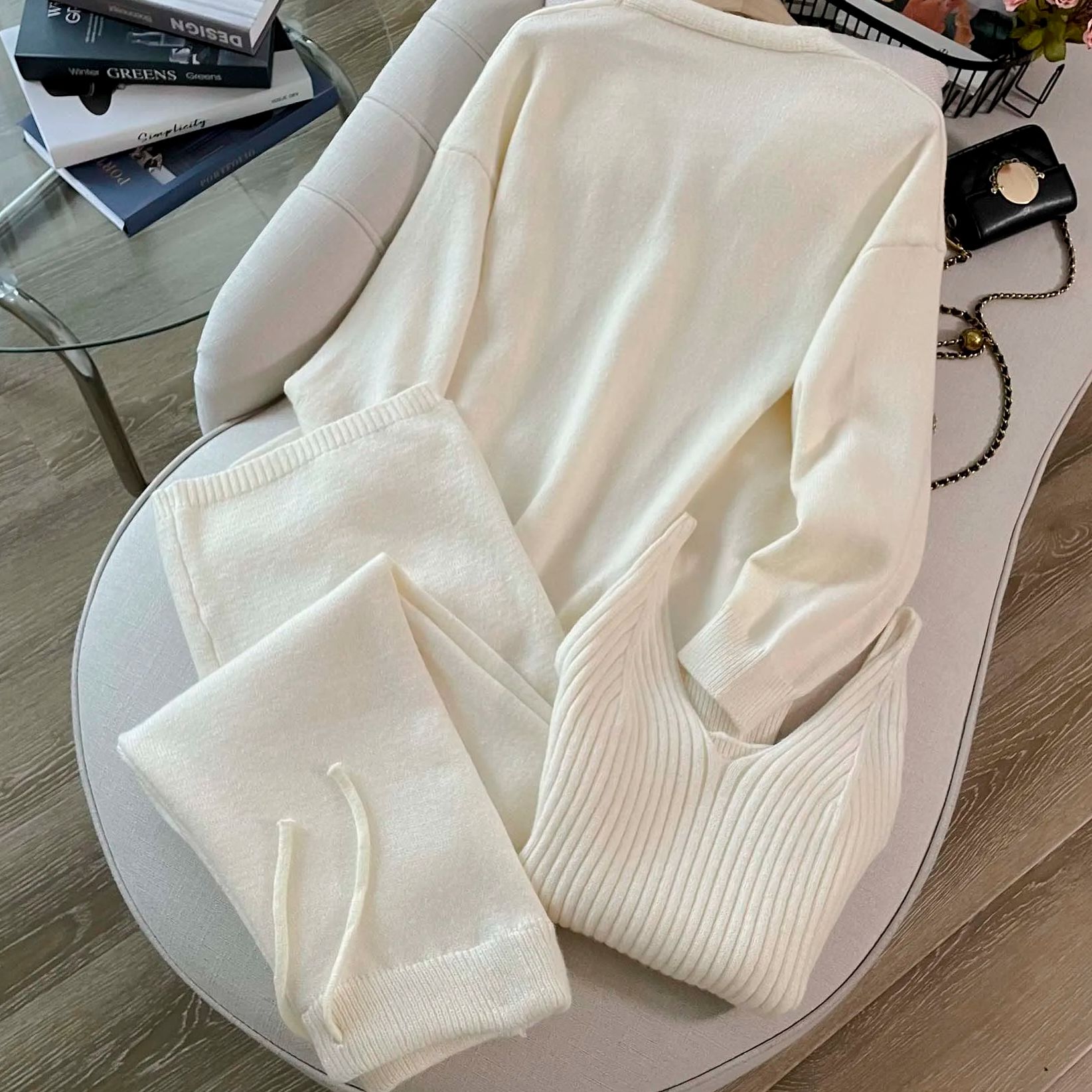 Kadın örme 3 parça Suit kazak  - Winter Clothing Matching incelemesi ve fiyatı